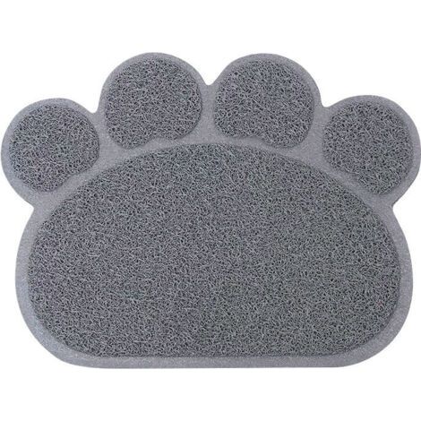 Tapis Litière Pour Chats, Haute Qualité Bac À Litière Pour Chats Grande, Matériel de Pvc, Forme de Patte de Chat Mignon, Imperméable et Durable, Facile À Nettoyer, Antidérapant, Gris, 40 cm × 30 cm (1/4)