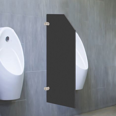 16x35 Zoll Urinal-Trennwand, Wandmontage, wasserdichte Badezimmertrennwand für öffentliche Bereiche (schwarz+ abgeschrägte Kante) Outdoorgoodss