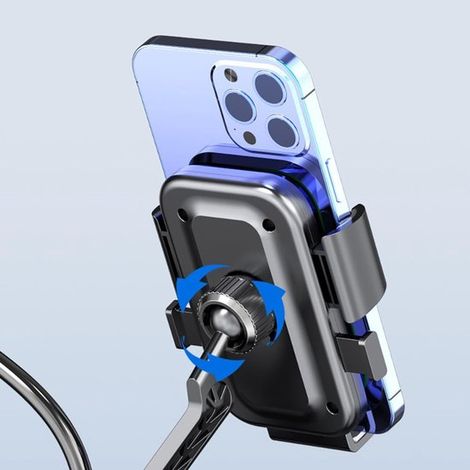 Supporto per telefono da bici,Supporto per telefono da moto,Ruotabile a 360 gradi,Nero (1/4)