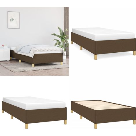 Bettgestell ohne Matratze Dunkelbraun 100x200 cm Stoff - Bettrahmen - Doppelbett - Lattenrost - Massivholzbette - Holzbetten - Home & Living (1/5)
