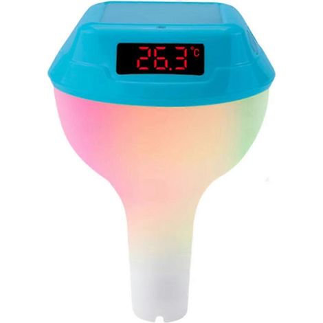 Schwimmendes Solar-Poolthermometer mit RGB-Stimmungsbeleuchtung, intelligentes digitales Außenthermometer mit himmelblauen und meerblauen LEDs (1/5)