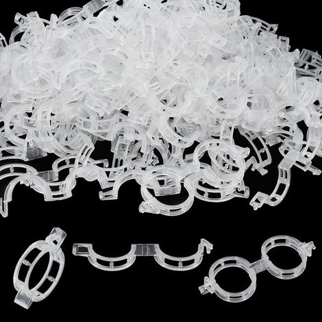 (300 UNIDADES) Clips de soporte para plantas, ataduras para plantas, 30 mm de diámetro, clips para tomates, clips de plástico para enredaderas, para huertos (1/5)