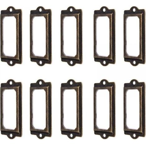 50Pcs Label Holder 70 x 33mm Vintage Bronze Metal Label Holder Card Holder Library Drawer Cabinet (1/4)