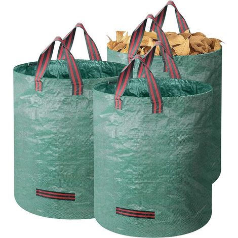 CNMTCCO 3er-Pack 272L Gartenabfallsäcke, wiederverwendbar, robust, mit Griff, selbsttragend, wasserdicht und faltbar, für Laub und andere Abfälle. (1/5)