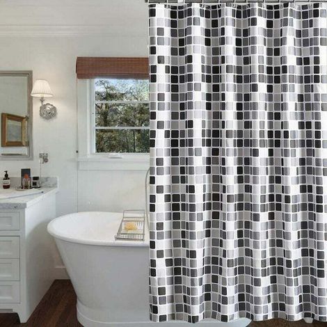Rideau de douche, rideau de douche imperméable anti-moisissure et antibactérien, 200x200cm (largeur x hauteur) (1/4)