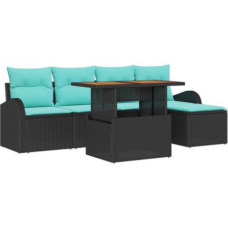 Garden Sofa Set with Storage 6 pcs Black Poly rattan vidaXL (1/5)