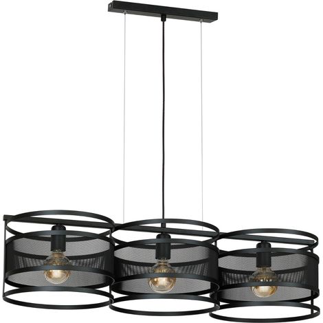Suspension métal noire mate Rim 3xE27 Luminex 120 cm