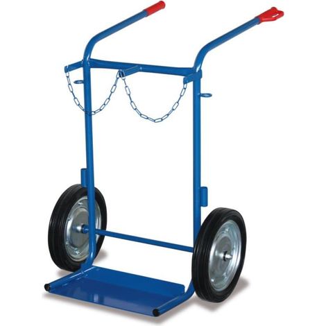VARIOfit Stahlflaschenkarre für 2 Flaschen a 40-50 l Inhalt Luftbereifung Schaufel 515 x 250 mm (1/3)
