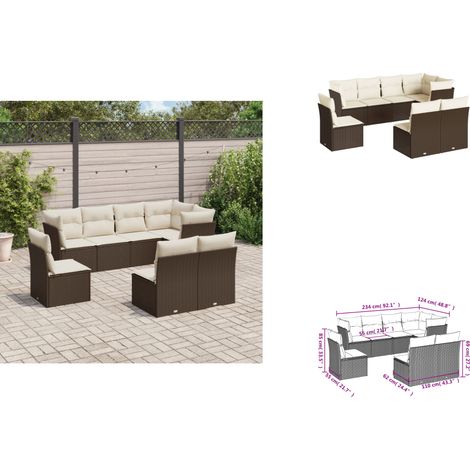 Salon de jardin 8 pcs avec coussins marron résine tressée - Ensemble Salon De Jardin - Mobilier Extérieur - Canapé Jardin - Résine Tressée - Rotin Synthétique (1/3)