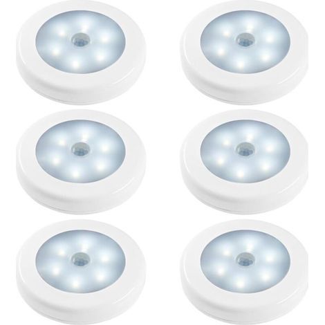 Lámparas de noche con detector de movimiento, juego de 6 luces LED activadas por sensor de luminosidad para la oscuridad, ideales para dormitorio, aseo, cocina, pasillo, armario y escaleras [Clase ene (1/5)