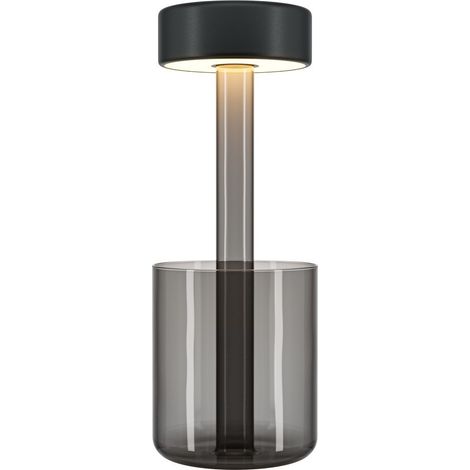 Maytoni AI Collaboration Lampe de table LED intégrée rechargeable moderne, intensité variable, commande tactile grise, 120 lm, abat-jour noir