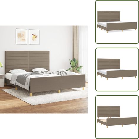 Cama de tela - vidaXL Cama sin colchón tela gris taupe 180x200 cm - Cama con cabecero ajustable