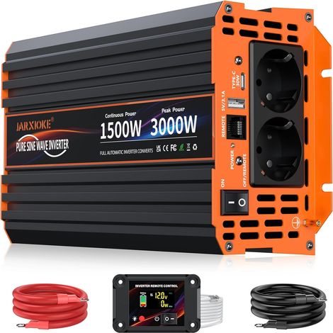 Onduleur 1500W 12V vers 230V Sinus Pur Convertisseur Inverter –Électricité Aussi Sûre Qu’à la Maison, Protection Complète, Télécommande LCD,pour Camping-Car (1/5)