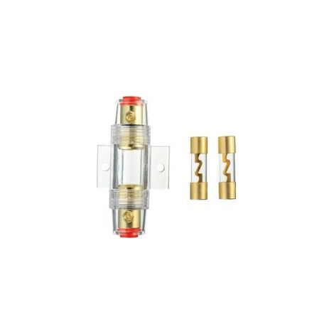 1 Porte-fusible AGU en Ligne plaqué Or et 2 fusibles AGU en Verre plaqué Or 60A pour la Protection de sécurité de l'alimentation Audio Automobile (60A) (1/4)