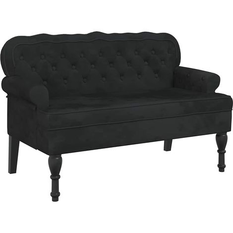 Banc avec dossier Noir 119,5x64,5x75 cm Velours (1/5)