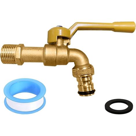 Grifo de jardín exterior de latón de 1/2", grifo exterior de alta calidad, resistente a las heladas y a la corrosión, ideal para jardín, lavadora y depósito de agua de lluvia. (1/5)