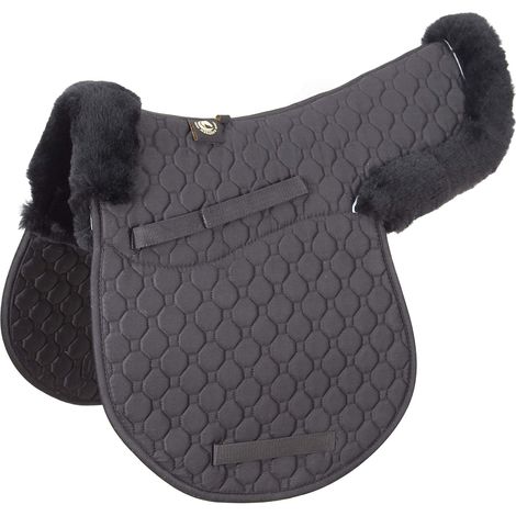 Lamb Skin GP/Jumping Half Lined Numnah Tapis de selle en peau d'agneau Noir (VSS) (1/5)