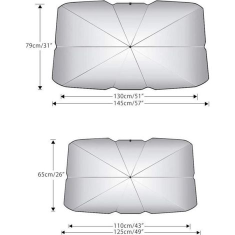 Pare-Soleil Voiture - Parapluie Pliable - Protection Solaire - Noir - Pare-Brise Avant (1/4)