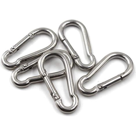 AGE Mousqueton en acier inoxydable 304, mousqueton de verrouillage, porte-clés pour la maison, le camping, la pêche, la randonnée, les voyages (10 pièces) (1/3)