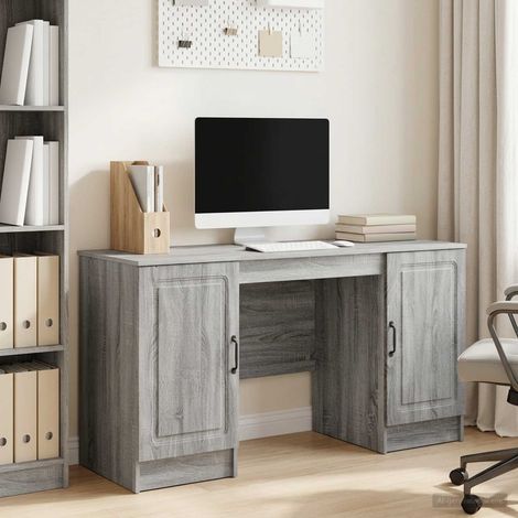 vidaXL Bureau Sonoma gris 142,5 x 50 x 75 cm Bois d'ingénierie (1/5)