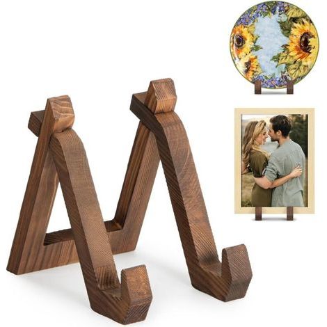 Supporto decorativo in legno per piatti, porta piatti da tavolo, supporto per cornici, piccolo cavalletto - 15,2 cm (1 pezzo) (1/5)