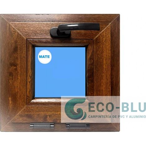 Ventana PVC 400x400 Roble dorado Oscilante Vidrio Mate