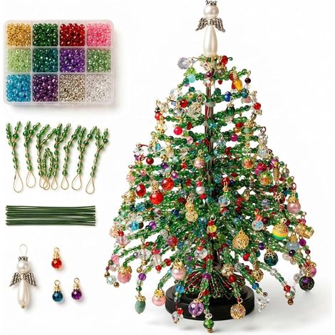 Kit De Sapin De NoëL Perlé à Faire Soi-MêMe, Sapin De NoëL Perlé Avec Guirlande Lumineuse, DéCorations De NoëL L'Automne Et Halloween, Pour CheminéE, Table à Manger, Salon, Chambre,A (1/5)