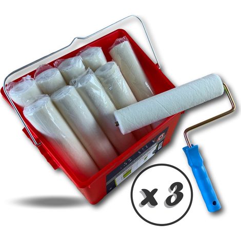 Pack peinture Velours 10 manchons 250 mm à vis 1 monture Seau - Quantité x 3 - Velours laqueur (1/5)