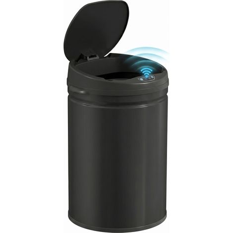 Pattumiera automatica da cucina, 30 litri, in acciaio inox, con coperchio a chiusura ammortizzata, 32x30,5x51 cm, nera. (1/5)