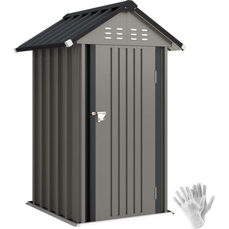 Metall Gerätehaus 1,17 m², Geräteschuppen mit Satteldach Lüftung Schloss Handschuhen, 122 x 121 x 192 cm