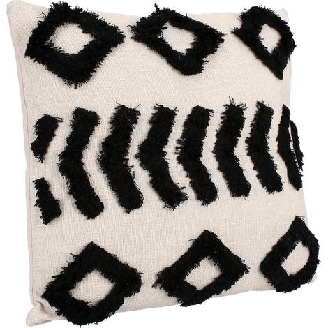 Cuscino "Fluffy" in poliestere e cotone colore nero e bianco sfoderabile per sedie e divani -45x45 cm / Avorio (1/4)