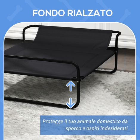 Lit surélevé pour chien petit et moyen avec appui-tête noir 91x69x29 cm idéal extérieur confortable et respirant (1/5)