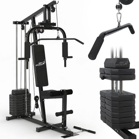 Station de musculation multifonction avec barre latérale et butterfly – 9 poids jusqu'à 40 kg – Entraînement complet du corps à domicile – Artsport