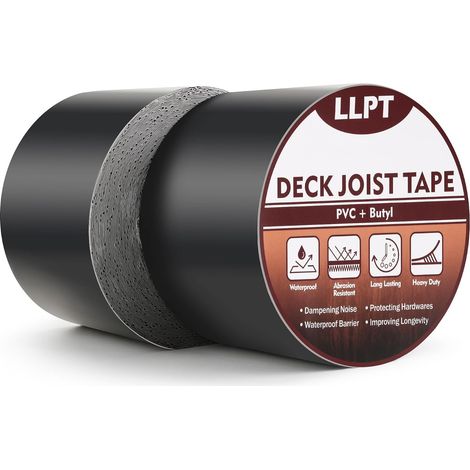 Ruban Adhésif de Solive pour Terrasse 101mm x 15m Noir Mastic Butyle Imperméable et Robuste pour Terrasses en Bois et Poutres de Toit (1/5)