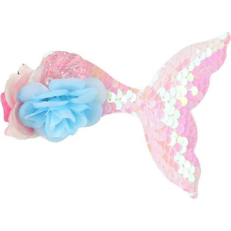 Barrette délicate pour petites filles, en forme de queue de sirène, rose clair, idéale pour les fêtes et les déguisements. Parfaite pour une fille ou une petite-fille. (1/4)