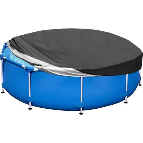 Bâche de Protection pour Piscine,244cm Bache Piscine Ronde,Bache Hivernage Piscine Hors Sol,Couverture de Piscine Pliable et Imperméable étanche à l\'eau et à La Poussière(Noir) (1/5)