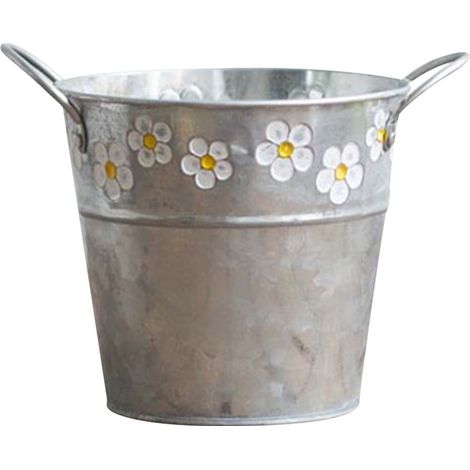 Bucket Fleurs - En Fer Forgé Vintage - Pour Fleurs Séchées Fraîches ou Plantes en Pot - Intérieur Balcon Jardin - 1 Pièce (1/3)