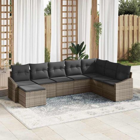 Teenpull – Sofa Set 8 Stk. Grau [Synthetisch]: Poly Rattan (1/5)