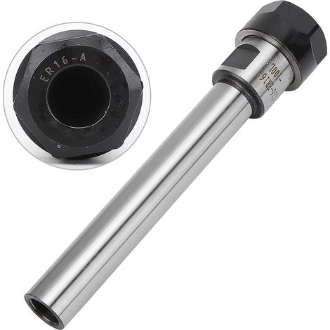 Porte-mandrin à pince, tige d'extension droite, acier allié au chrome-molybdène ER16A-100L (C16) (1/5)