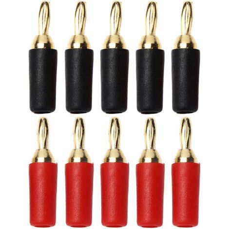 5 Sets 2.5mm Banana Plug Male Speaker Connector Solder Gold Plated Brass Red Black