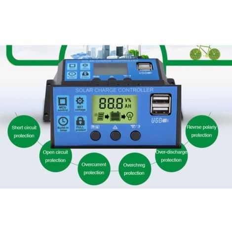 Contrôleur De Charge Solaire - PWM 12 V 24 V - Pour Batteries Plomb AGM GEL - Affichage LCD - 30 A (1/4)
