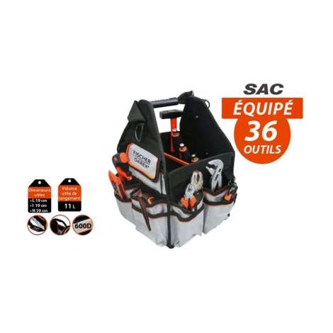 Sac à outils poche à clous nylon équipé 36 outils (1/2)