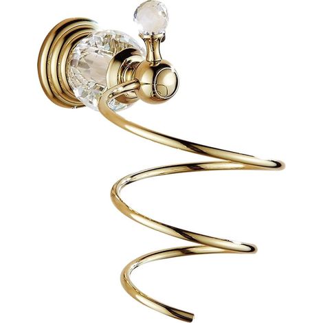 Rangement Porte Sèche Cheveux Perçage Etagère Montage Mural Salle de Bain WC Toilettes Stockage Style Européen Alliage de Zinc Cristal (1/5)
