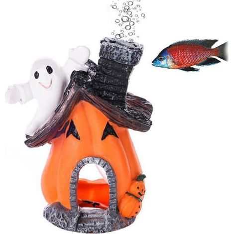 Plante D'Aquarium - Décoration Citrouille En Résine Pour Aquarium - Thème Halloween - Multicolore - 1 Pièce (1/5)