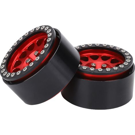 Stück 1:10 RC Crawler-Auto-Metallradnaben-Autoreifen passend für Axial SCX10 / SCX10II / 90046 / 90047, schwarz und rot (1/5)