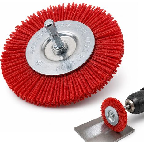 Brosse Perceuse Nylon 100 mm, pour Poncage Fin et Polissage Nettoyage Bois (1/5)