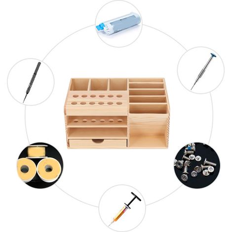 Boîte de rangement fonctionnelle, support de rangement de bureau pour réparation, porte-tournevis, boîte à outils et pièces détachées (1/5)