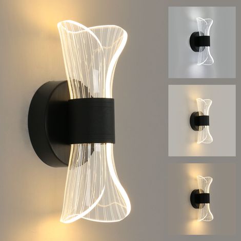 COMELY Lampada da parete per interni a LED nero dimmerabile, lampada da parete moderna da 12W dal design creativo, illuminazione acrilica per scale del soggiorno, corridoio e camera da letto (1/5)