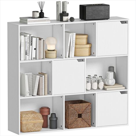 Bibliothèque 9 cubes blanc panneau particules 106 x 24 x 95 cm (1/5)