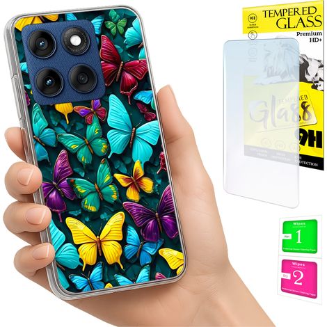 Étui pour Motorola Edge 60 Fusion / Edge 60 photo, coque arrière papillon avec verre trempé (1/5)